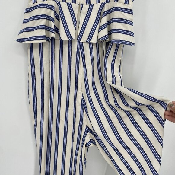 BCBG Generation Women's Size 8 Jumpsuit Gardenia Peplum Sleeveless Stripe Romper - Picture 15 of 16